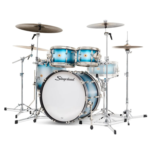 Slingerland Radio King 4pc Drum Set 22/10/12/16 Blue & Silver Lacquer