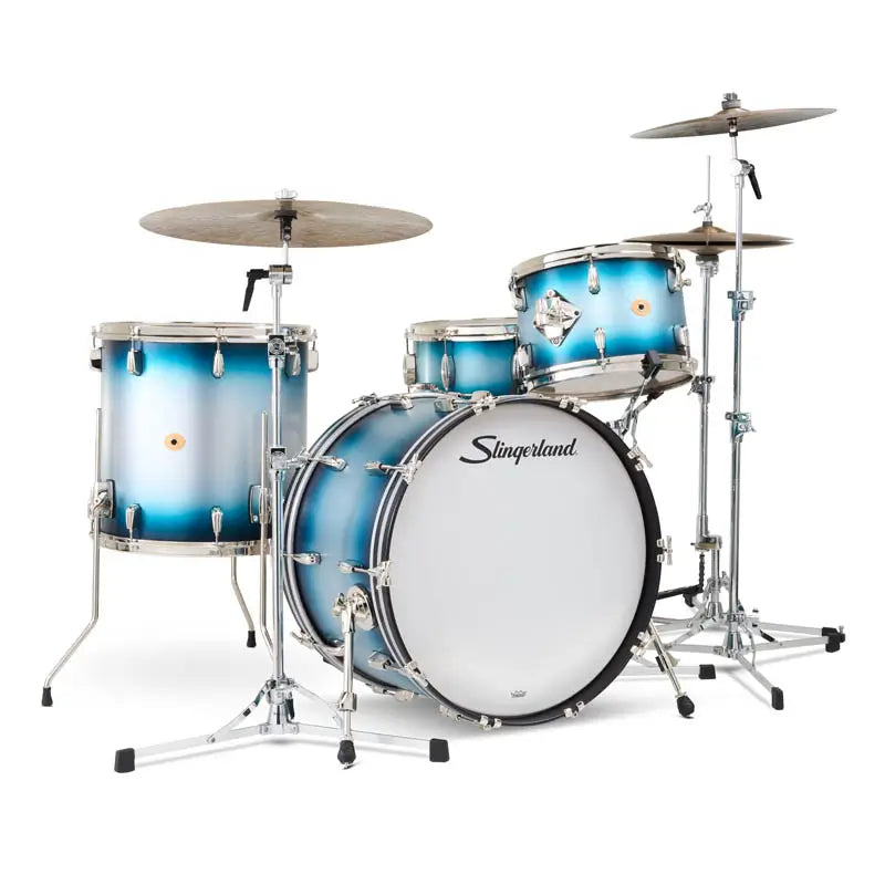 Slingerland Radio King 4pc Drum Set 22/13/16/14 Blue & Silver Lacquer - Drum Center Of Portsmouth