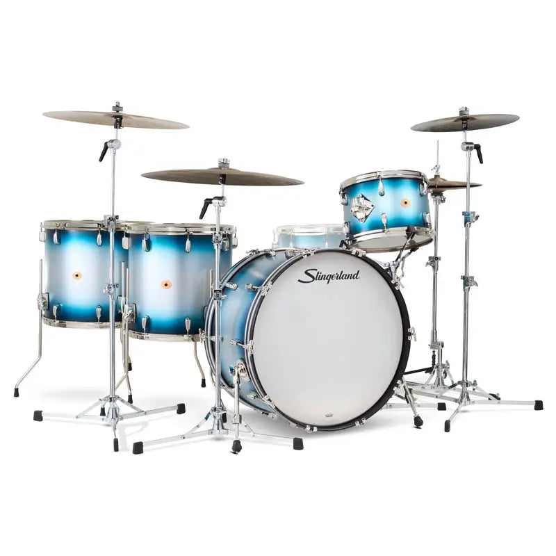 Slingerland Radio King 4pc Drum Set 24/13/16/18 Blue & Silver Lacquer
