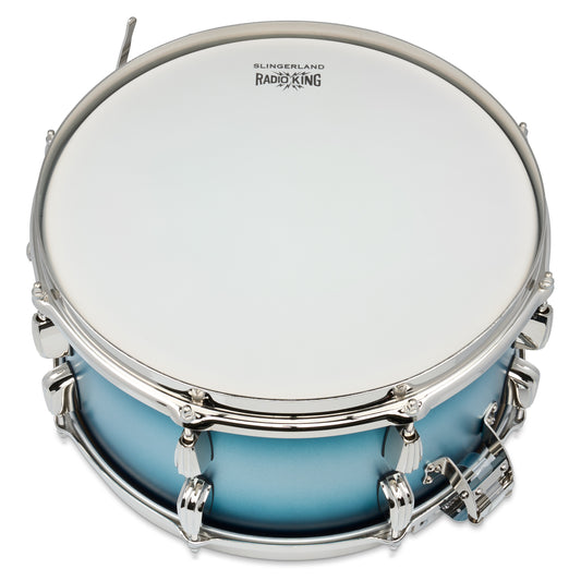Slingerland Radio King Solid Maple Snare Drum 14x7 Blue & Silver Lacquer - Drum Center Of Portsmouth