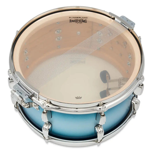 Slingerland Radio King Solid Maple Snare Drum 14x7 Blue & Silver Lacquer - Drum Center Of Portsmouth