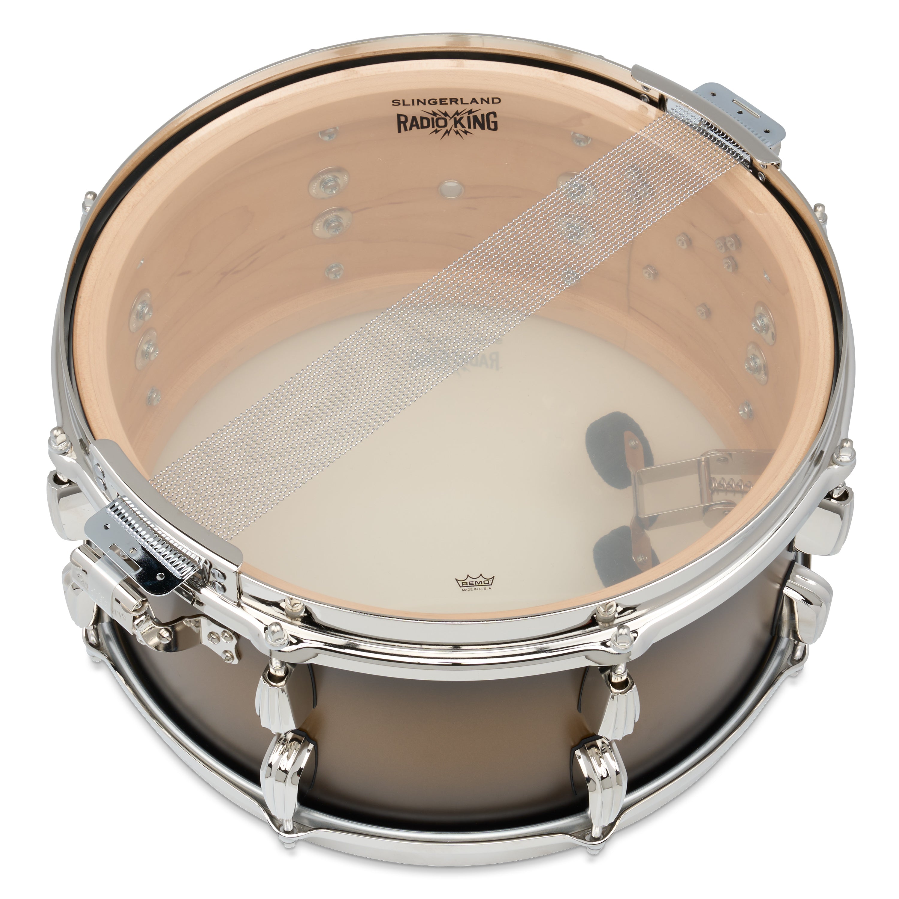 Slingerland Radio King Solid Maple Snare Drum 14x7 Black & Gold Lacquer - Drum Center Of Portsmouth