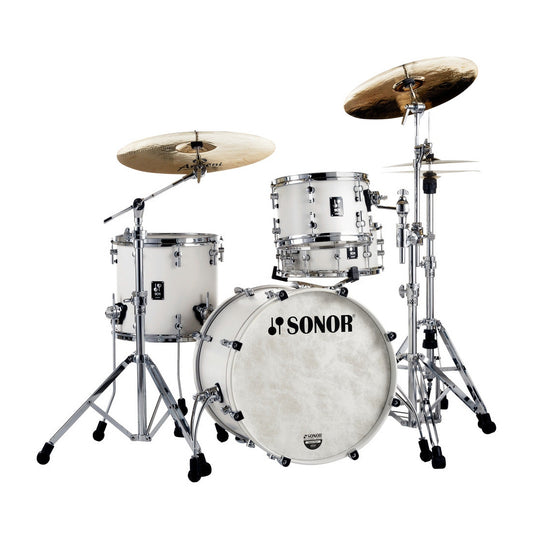 Sonor SQ1 3pc Drum Set 20/12/14 w/Matching BD Hoops Satin Pure White - Drum Center Of Portsmouth