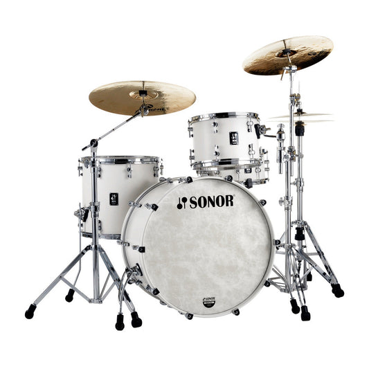 Sonor SQ1 3pc Drum Set 24/13/16 w/Matching BD Hoops Satin Pure White - Drum Center Of Portsmouth