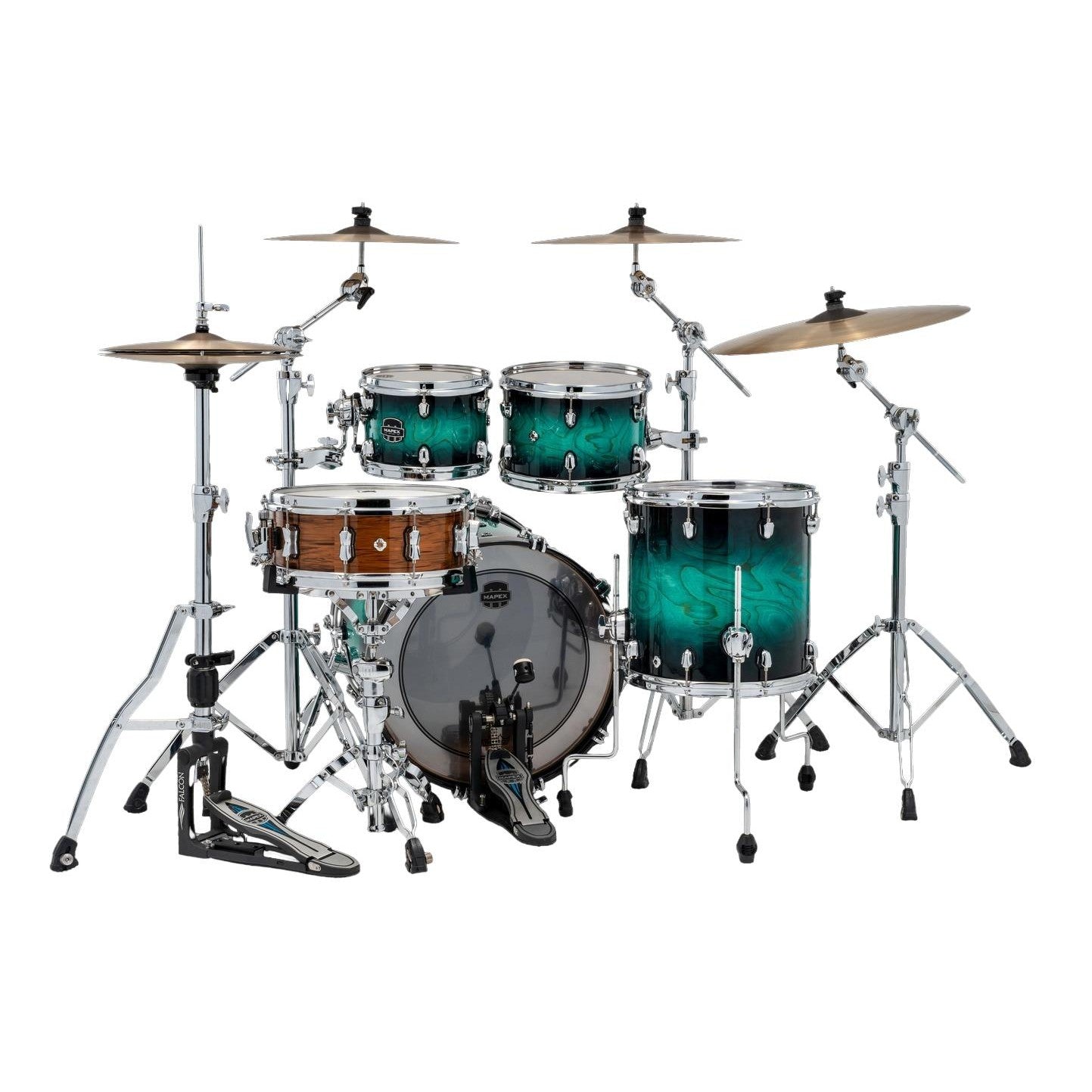 Mapex Saturn VI Fusion 4pc Drum Set 20/10/12/14 Marine Teal Burst - Drum Center Of Portsmouth