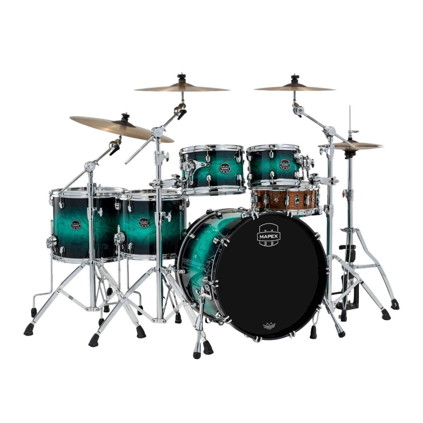Mapex Saturn VI Studioease 5pc Drum Set 22/10/12/14/16 Marine Teal Burst - Drum Center Of Portsmouth