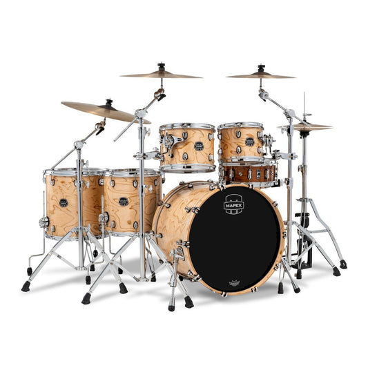 Mapex Saturn VI Studioease Standard 5pc Drum Set 22/10/12/14/16 Exotic Natural Burl - Drum Center Of Portsmouth