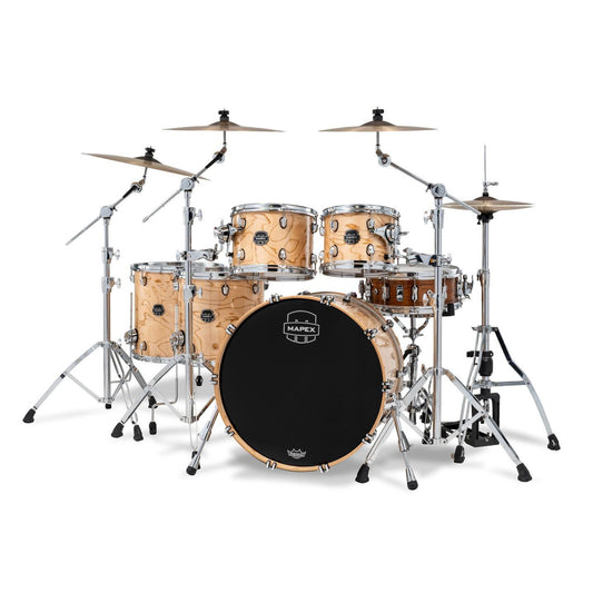 Mapex Saturn VI Studioease Standard 5pc Drum Set 22/10/12/14/16 Exotic Natural Burl - Drum Center Of Portsmouth