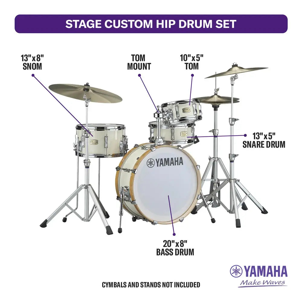 Yamaha Stage Custom Hip 4pc Drum Set Classic White - Drum Center Of Portsmouth