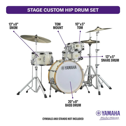 Yamaha Stage Custom Hip 4pc Drum Set Classic White - Drum Center Of Portsmouth