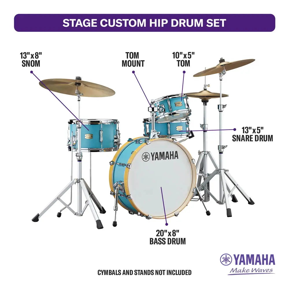 Yamaha Stage Custom Hip 4pc Drum Set Matte Surf Green - Drum Center Of Portsmouth