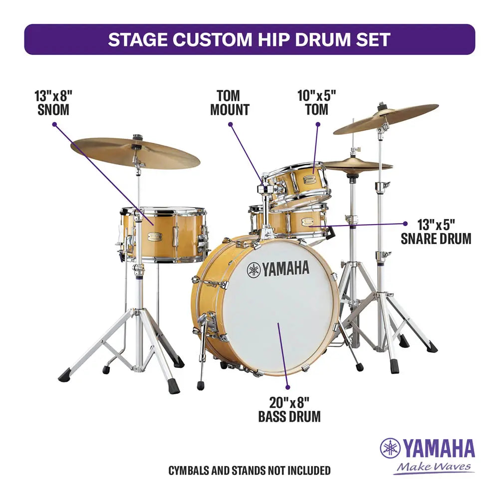 Yamaha Stage Custom Hip 4pc Drum Set Natural Wood - Drum Center Of Portsmouth