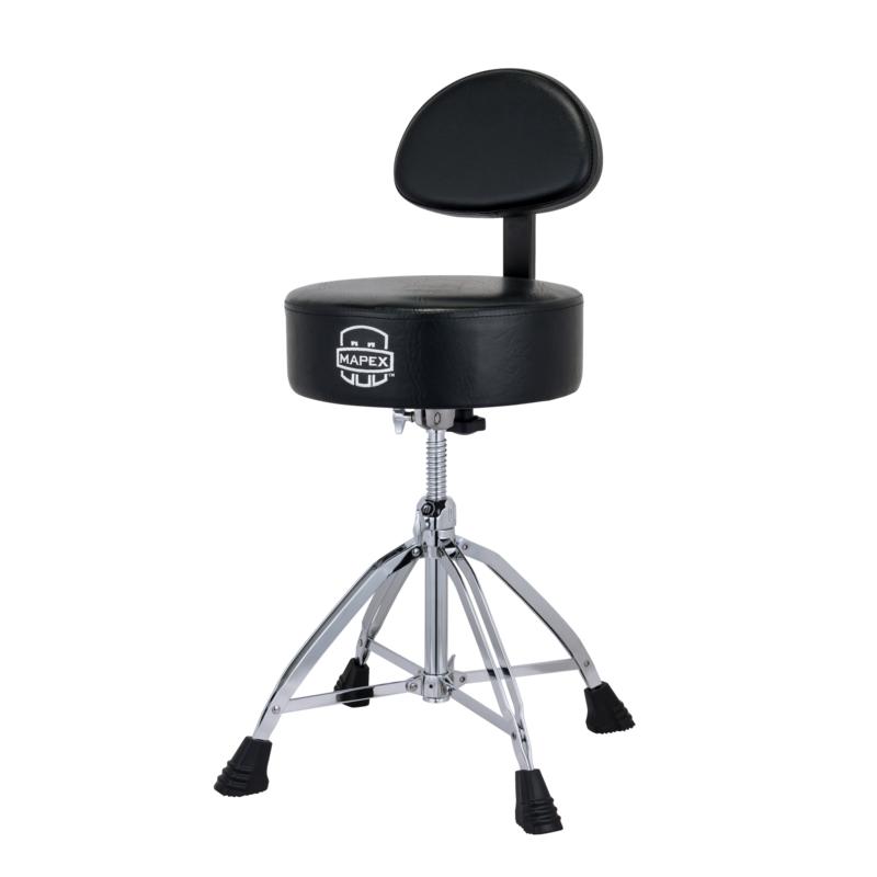 Mapex Throne Double Braced 4-Leg Black Leather Round Top w/Backrest - Drum Center Of Portsmouth