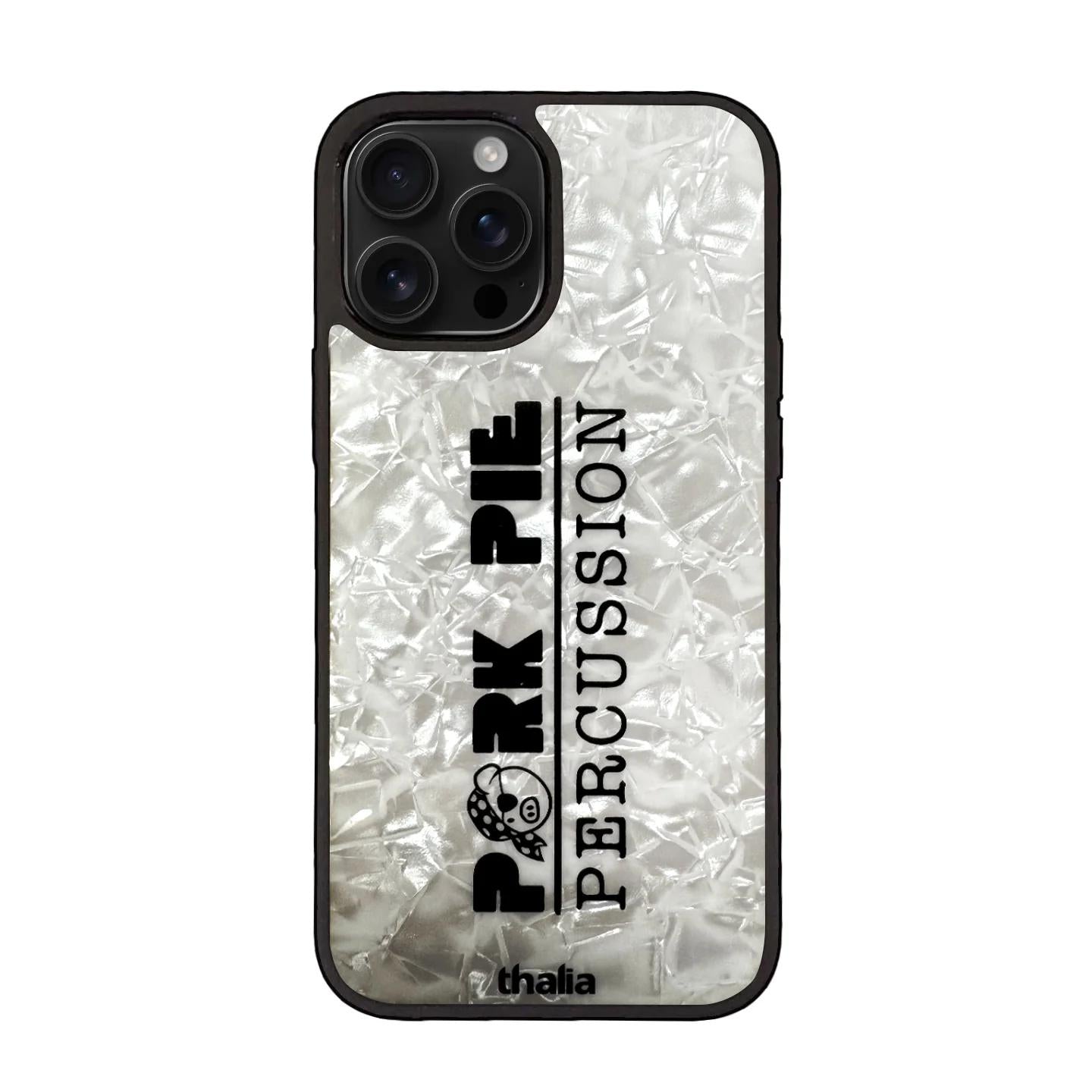 Thalia Pork Pie Logo Case for iPhone 14 | Full Logo, Pearl White