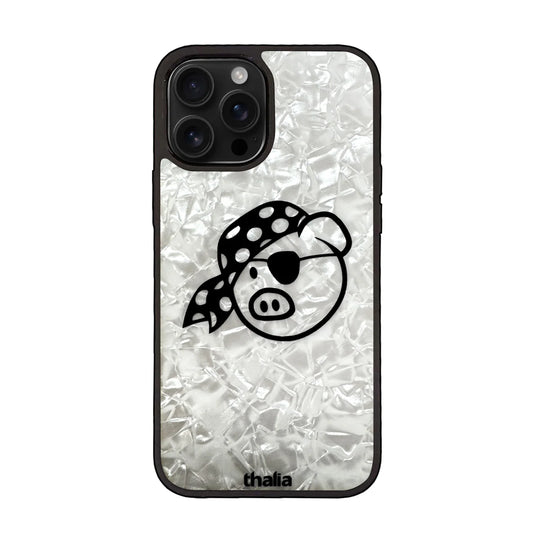 Thalia Pork Pie Logo Case for iPhone 16 Pro | Pig Logo, Pearl White - Drum Center Of Portsmouth
