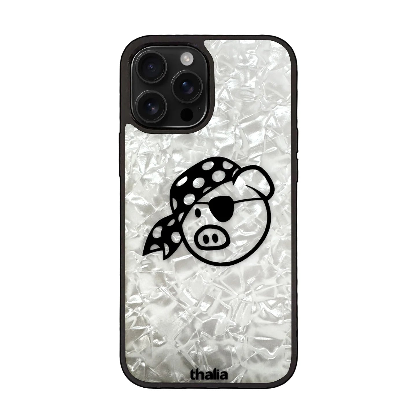 Thalia Pork Pie Logo Case for iPhone 15 Plus | Pig Logo, Pearl White - Drum Center Of Portsmouth