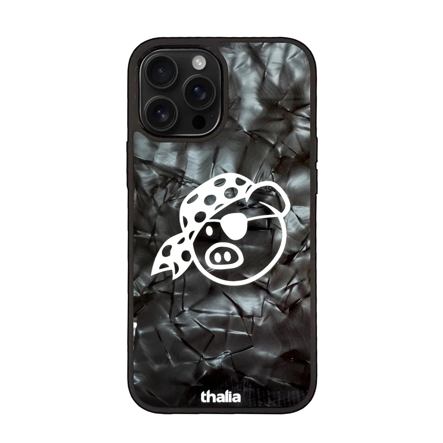 Thalia Pork Pie Logo Case for iPhone 15 Pro | Pig Logo, Obsidian Black - Drum Center Of Portsmouth