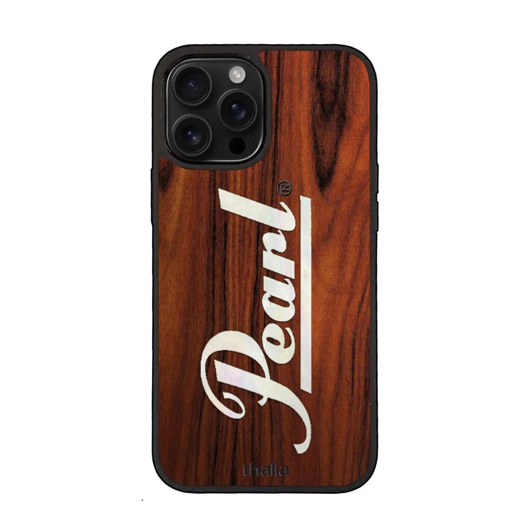 Thalia Pearl Logo Case for iPhone 16 Pro Max | Vertical Logo, Rosewood