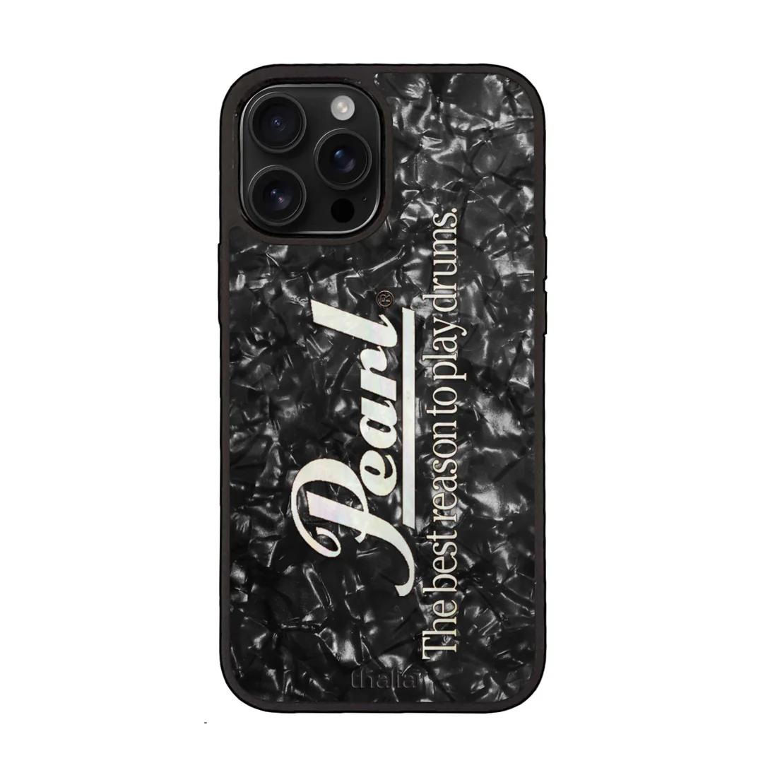 Thalia Pearl Logo Case for iPhone 16 Pro Max | Vertical Logo, Black Diamond