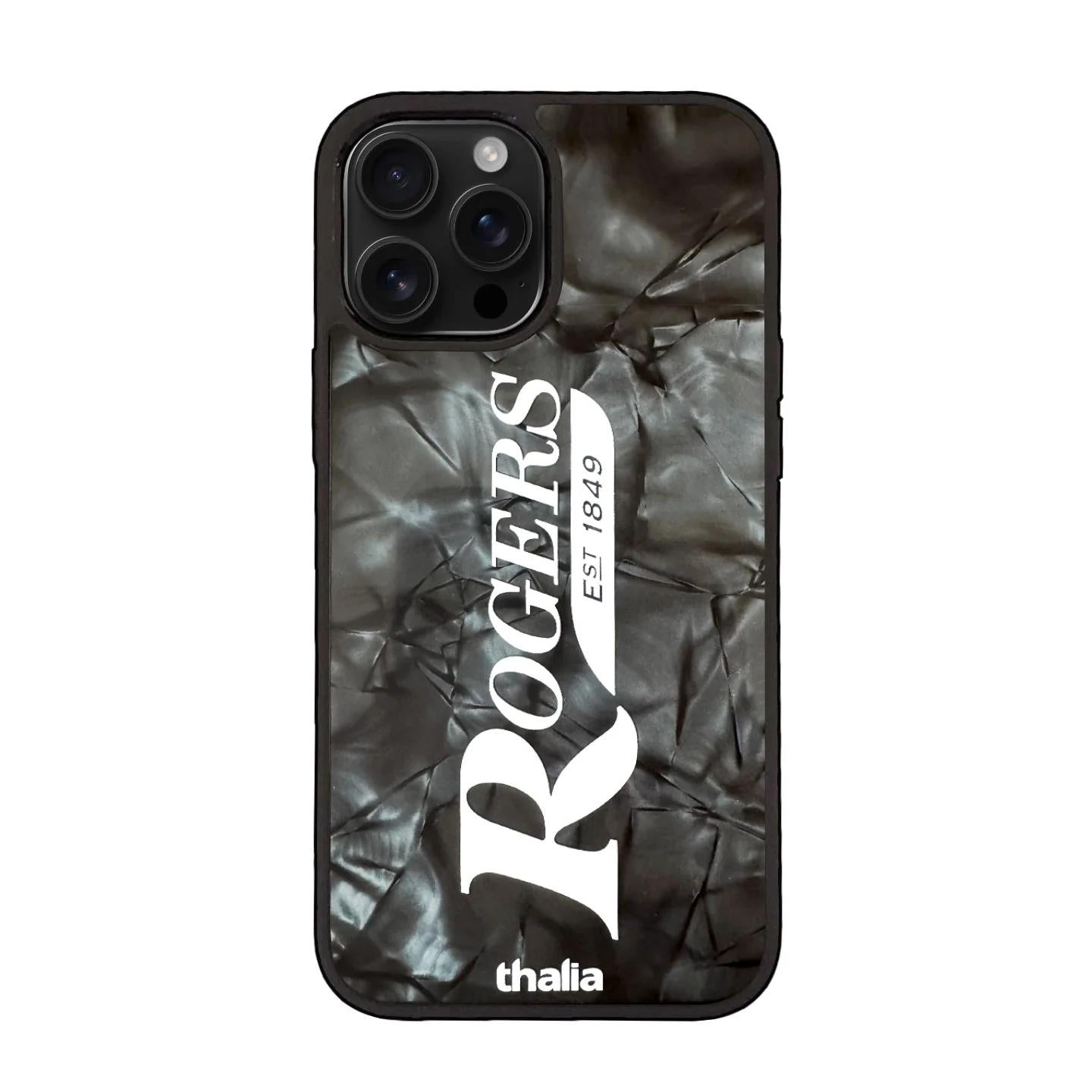 Thalia Rogers Logo Case for iPhone 14 Plus | Vertical Logo, Black Diamond