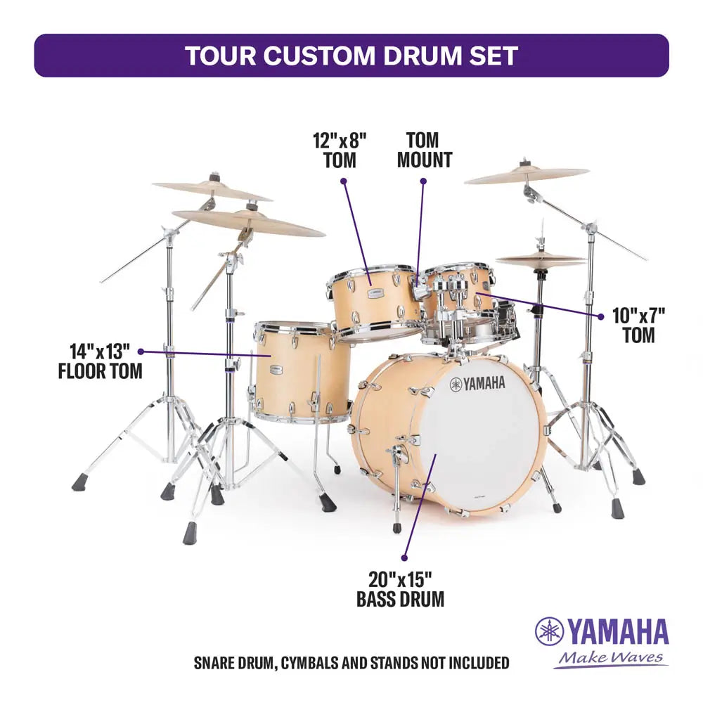 Yamaha Tour Custom Maple 4pc Drum Set 20/10/12/14 Butterscotch Satin - Drum Center Of Portsmouth