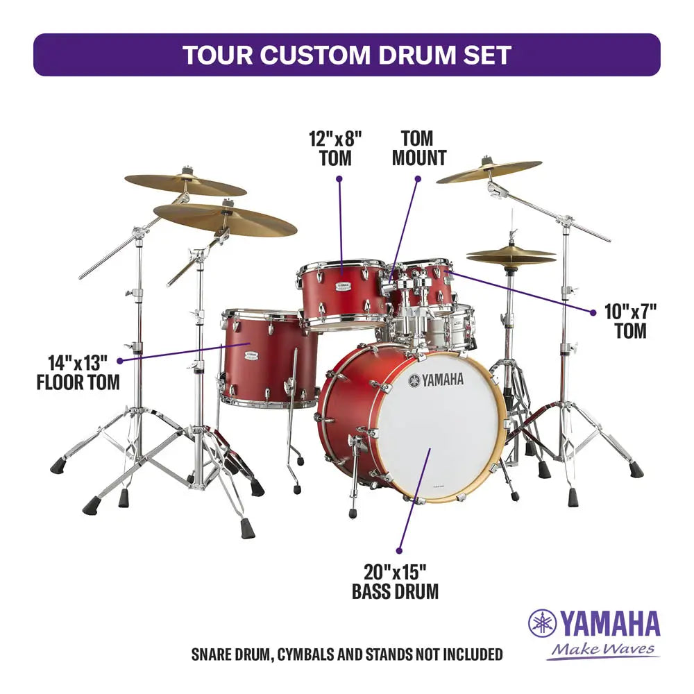 Yamaha Tour Custom Maple 4pc Drum Set 20/10/12/14 Candy Apple Satin - Drum Center Of Portsmouth