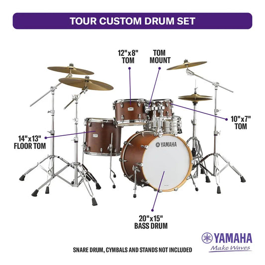 Yamaha Tour Custom Maple 4pc Drum Set 20/10/12/14 Chocolate Satin - Drum Center Of Portsmouth
