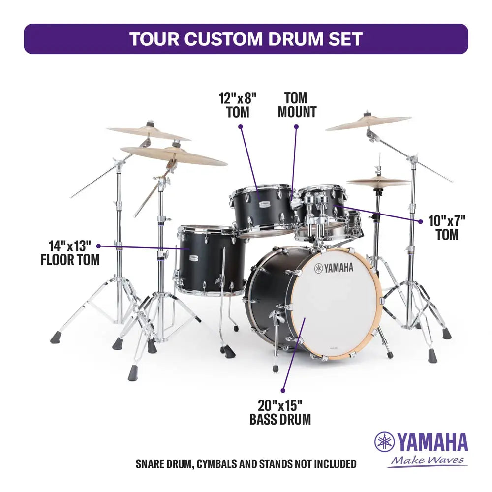 Yamaha Tour Custom Maple 4pc Drum Set 20/10/12/14 Licorice Satin - Drum Center Of Portsmouth