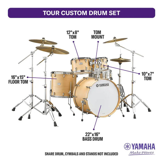 Yamaha Tour Custom Maple 4pc Drum Set 22/10/12/16 Butterscotch Satin - Drum Center Of Portsmouth