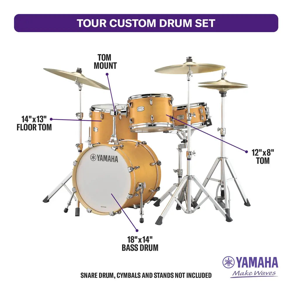 Yamaha Tour Custom Maple 3pc Drum Set Caramel Satin - Drum Center Of Portsmouth