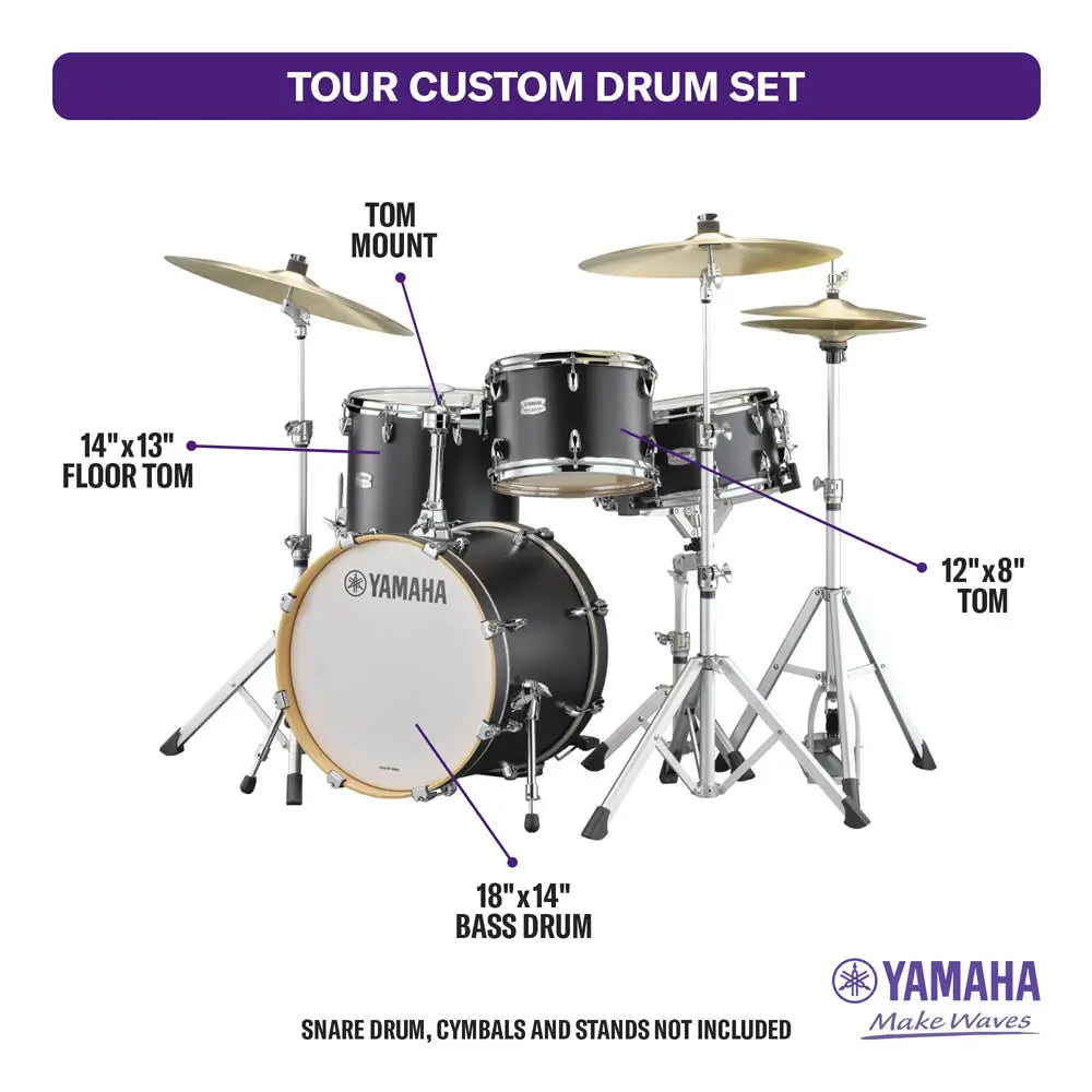 Yamaha Tour Custom Maple 3pc Drum Set Licorice Satin - Drum Center Of Portsmouth
