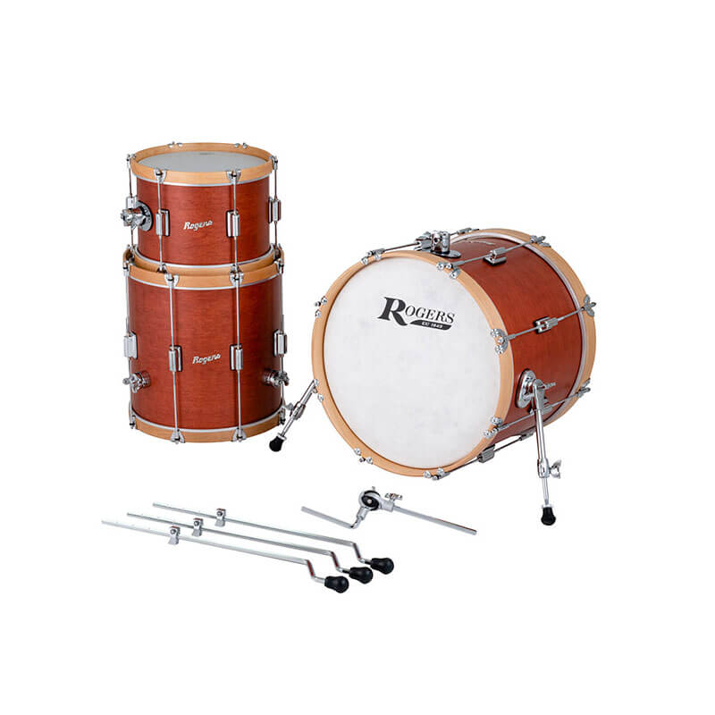Rogers Tower Wood Hoop 3pc Drum Set Satin Red Mahogany - Drum Center Of Portsmouth