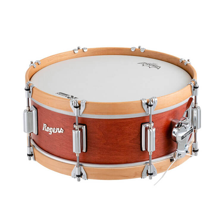 Rogers Tower Wood Hoop Snare Drum 14x5 Satin Red Mahogany – Drum