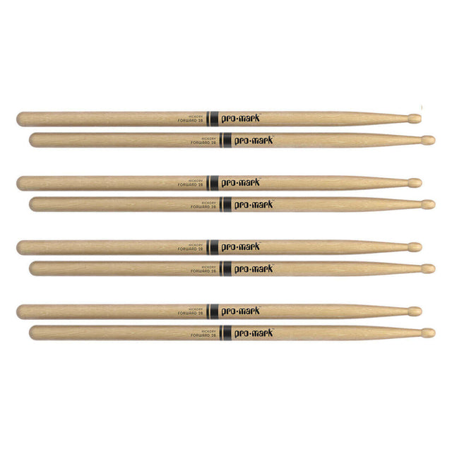 Promark Hickory 2B Wood Tip Drumstick - 4 Pair Bundle
