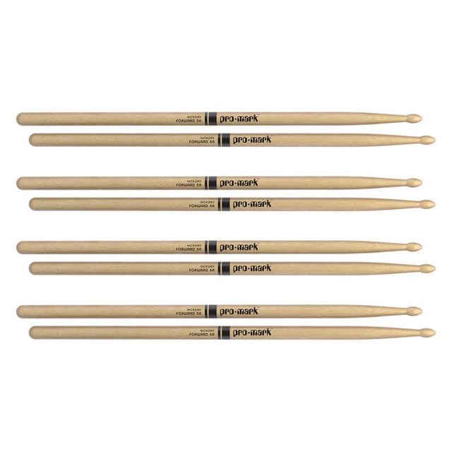 Promark Hickory 5A Wood Tip Drumstick - 4 Pair Bundle