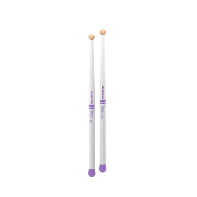 Two drumsticks with purple tips on a white background