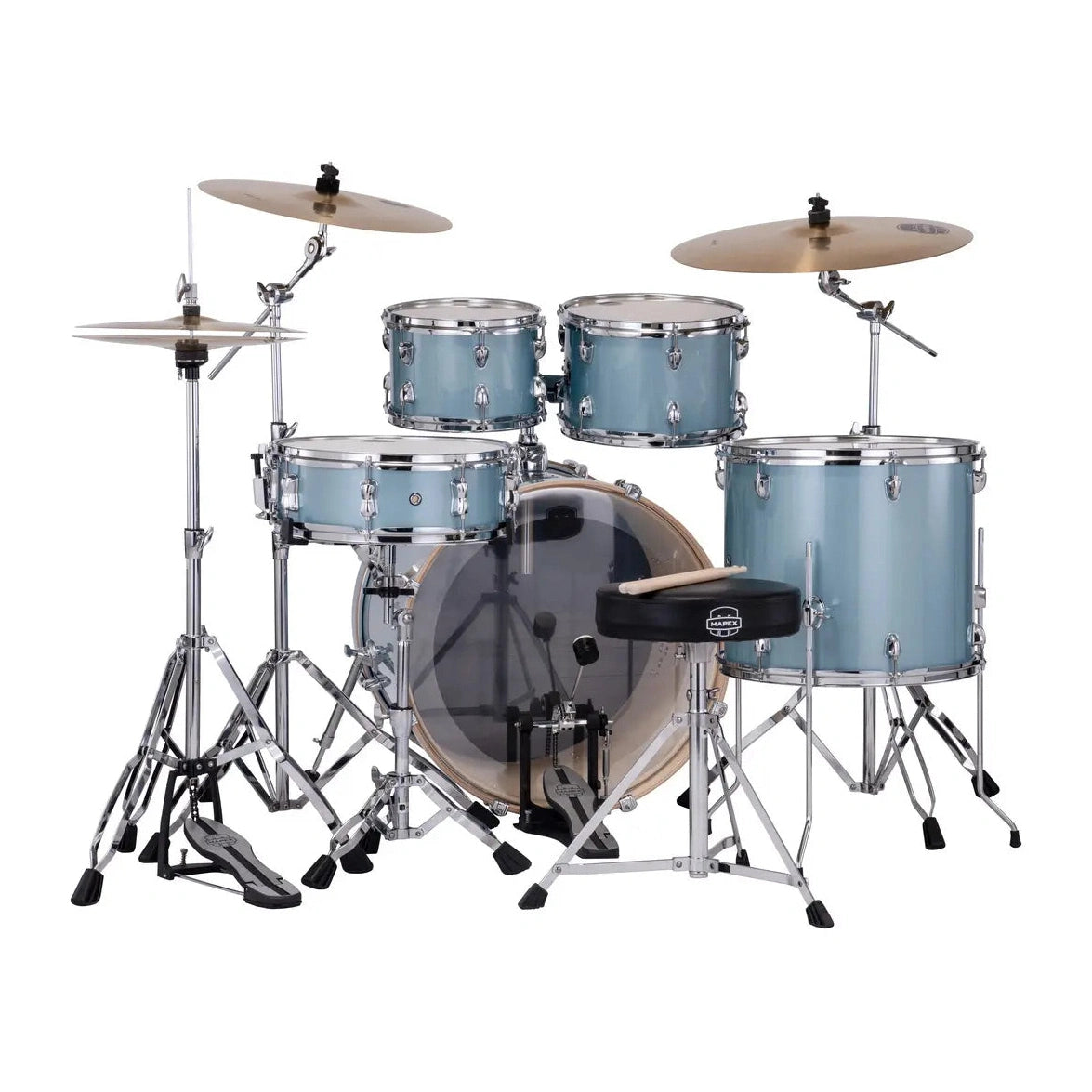 Mapex Venus 5pc Complete Drum Set w/22BD Aqua Blue Sparkle