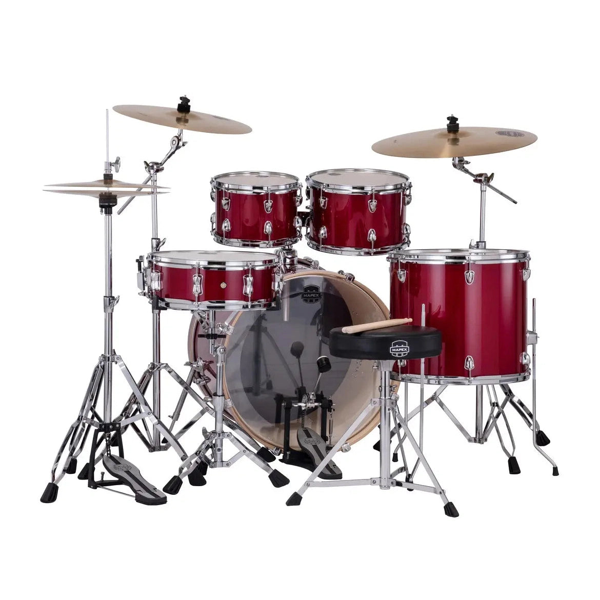 Mapex Venus 5pc Complete Drum Set w/22BD Crimson Red Sparkle
