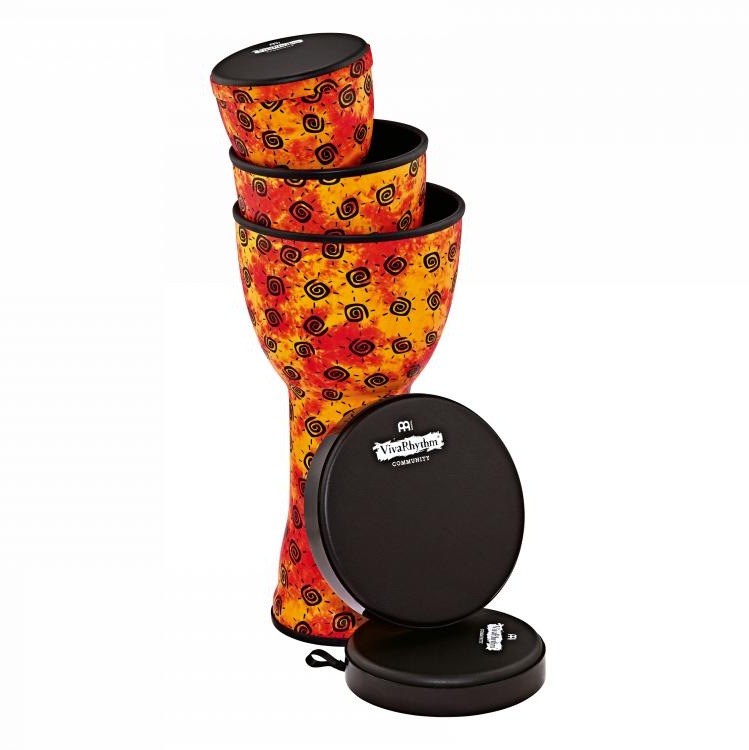 Meinl VivaRhythm Soft Sound Series Set Pre-tuned Napa Head 3-in-1 Djembes Set Sunshine Finish - Drum Center Of Portsmouth