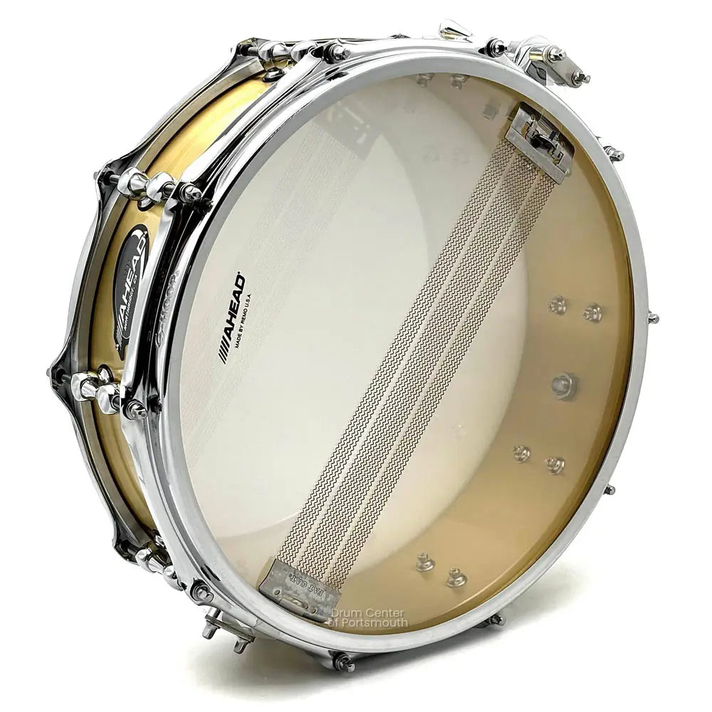 Ahead 3mm Cast Bell Brass Snare Drum 14x4 Polished w/Trick Throw-Off - Drum Center Of Portsmouth
