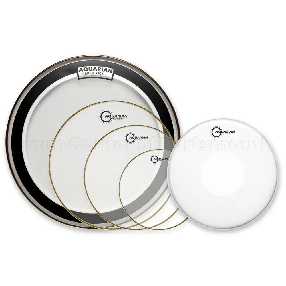 Aquarian Response 2 Clear Drumhead Pack 10/12/16/22 w/FREE 14" - Drum Center Of Portsmouth