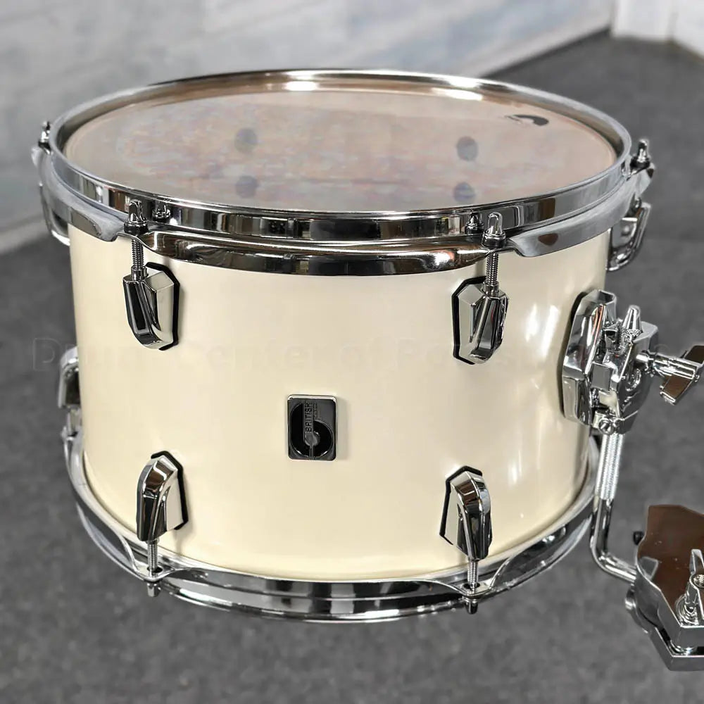 British Drum Company Enigma 3pc Club Drum Set Satin Olde English White