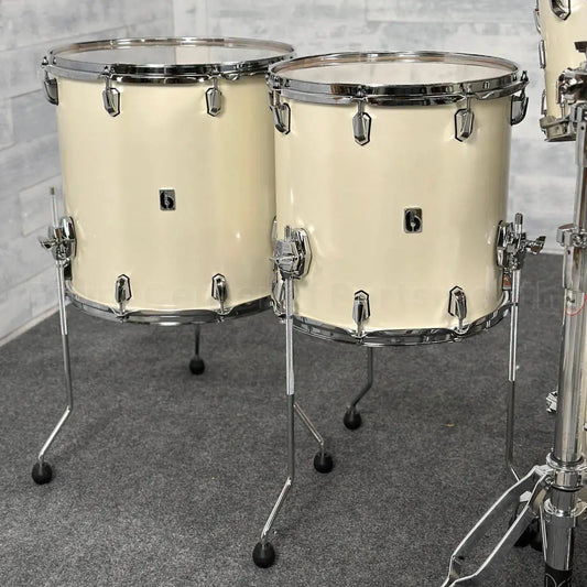 British Drum Company Enigma 5pc Drum Set Satin Olde English White