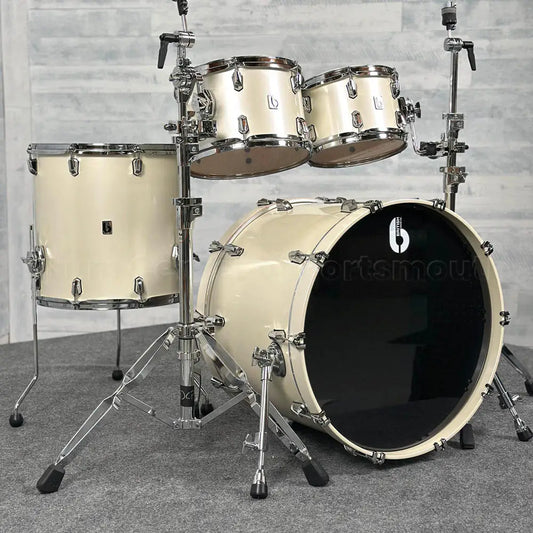 British Drum Company Enigma 4pc Drum Set 22/10/12/16 Satin Olde English White