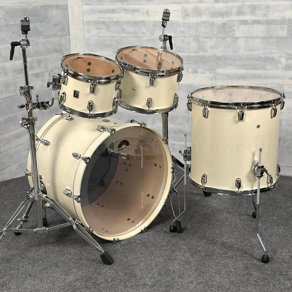 British Drum Company Enigma 4pc Drum Set 22/10/12/16 Satin Olde English White