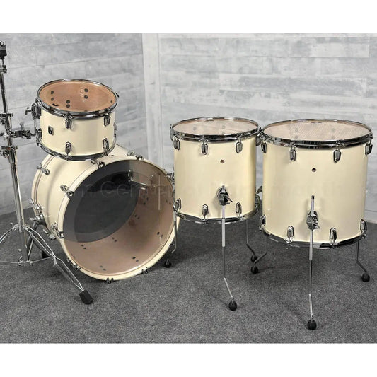 British Drum Company Enigma 4pc Drum Set 22/12/14/16 Satin Olde English White