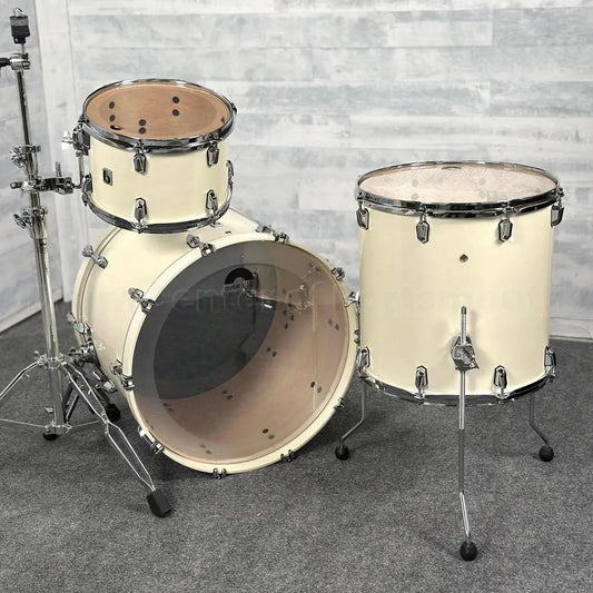 British Drum Company Enigma 3pc Club Drum Set Satin Olde English White