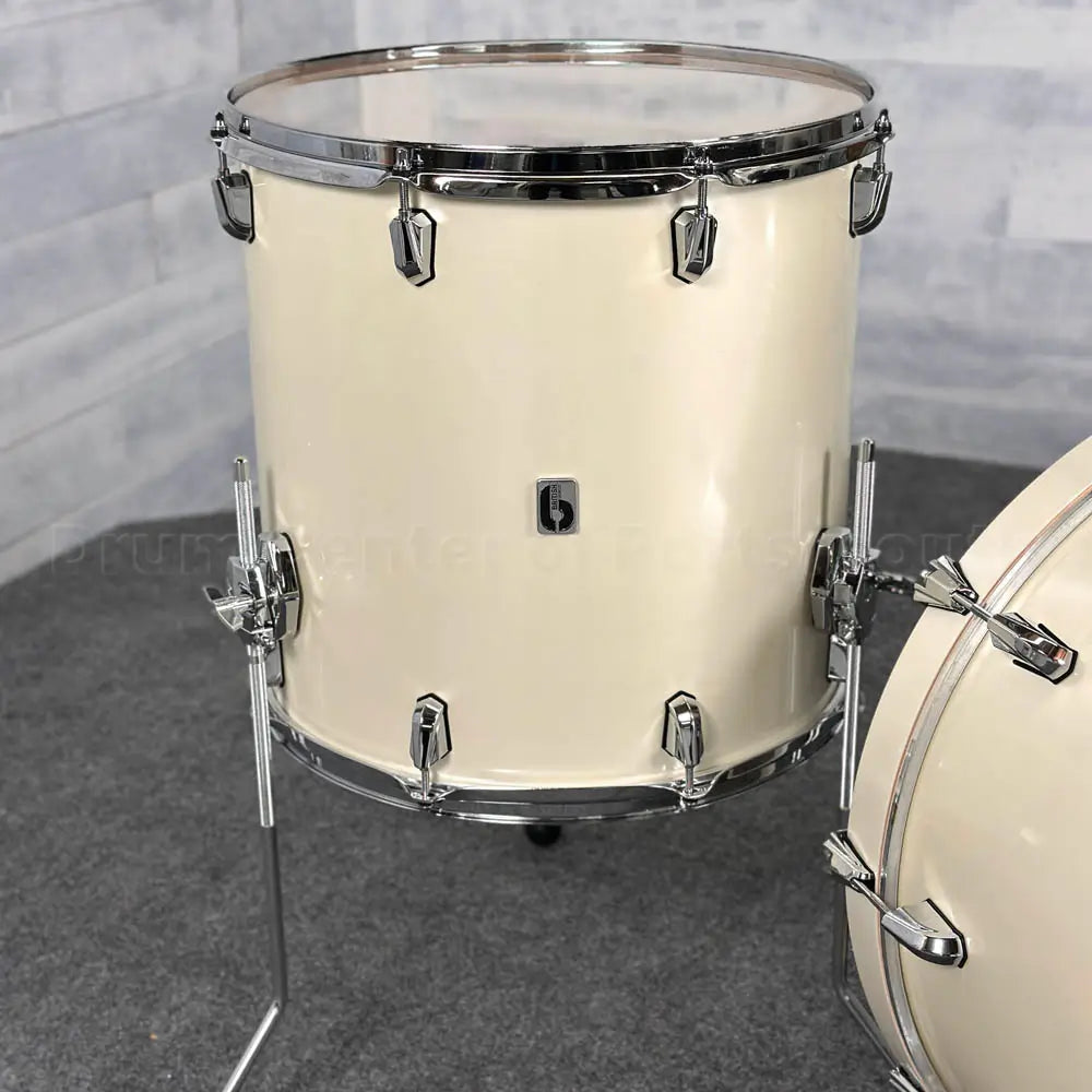 British Drum Company Enigma 3pc Club Drum Set Satin Olde English White
