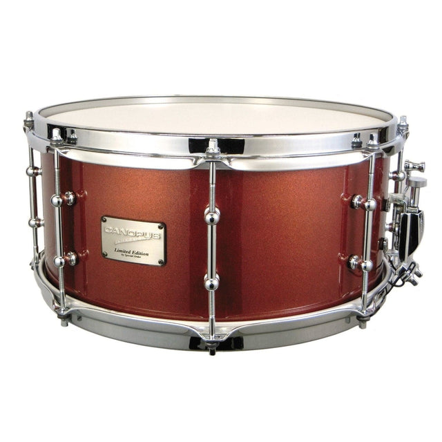 Used Canopus Limited Edition 5ply Maple/Poplar Snare Drum 14x6.5 Powdery Brown Wrap - Drum Center Of Portsmouth