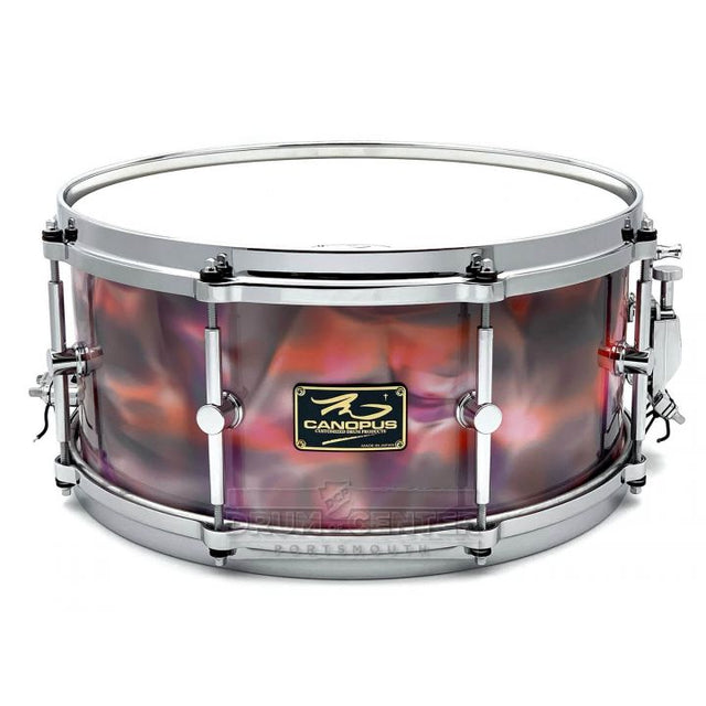 Canopus One of a Kind 10 Ply Maple Snare Drum 14x6.5 Creative Red Abalone Wrap